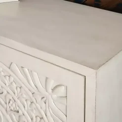 New Kirklands Home Smokey Resin Medallion Door Cabinet White