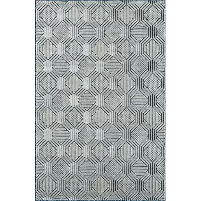 Kirklands Home Smoky Blue Geometric Indoor/Outdoor Area Rug, 5x7