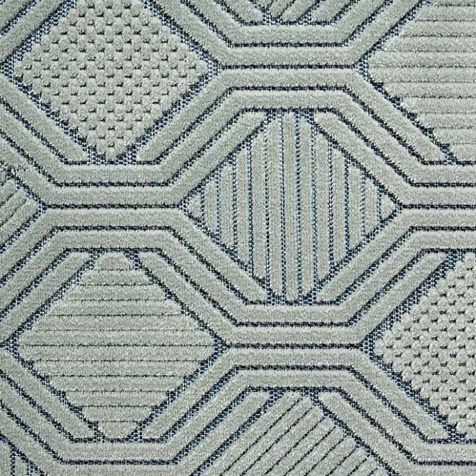 Kirklands Home Smoky Blue Geometric Indoor/Outdoor Area Rug, 5x7