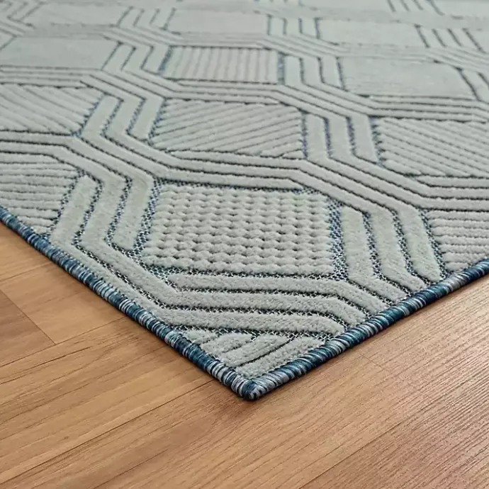 Kirklands Home Smoky Blue Geometric Indoor/Outdoor Area Rug, 5x7