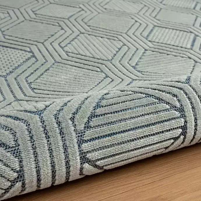 Kirklands Home Smoky Blue Geometric Indoor/Outdoor Area Rug, 5x7