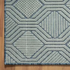 Kirklands Home Smoky Blue Geometric Indoor/Outdoor Area Rug, 5x7