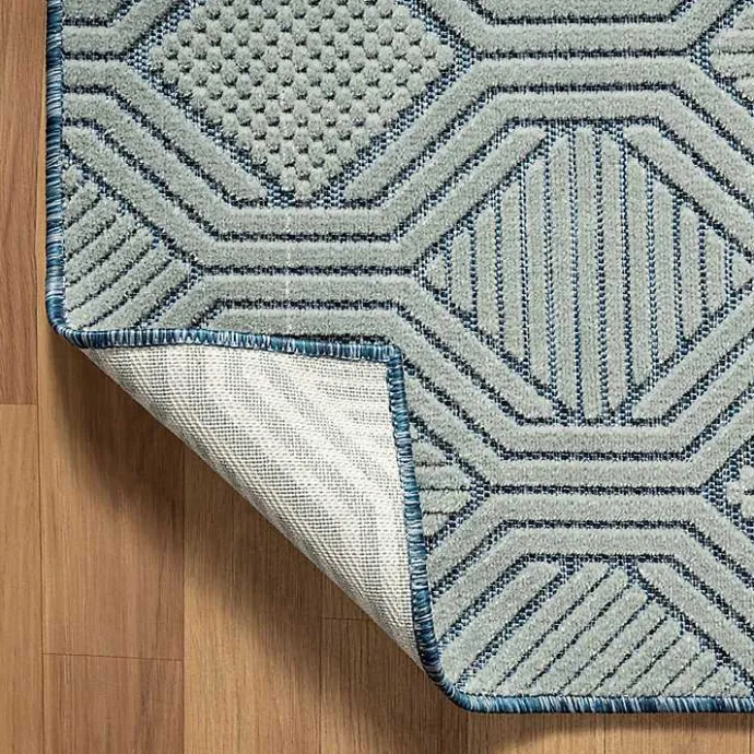 Kirklands Home Smoky Blue Geometric Indoor/Outdoor Area Rug, 5x7