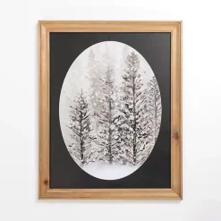 Outlet Kirklands Home Snowy Trees Oval Framed Art Print