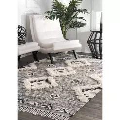 New Kirklands Home Sofia Moroccan Fringe Area Rug, 5x8 Gray