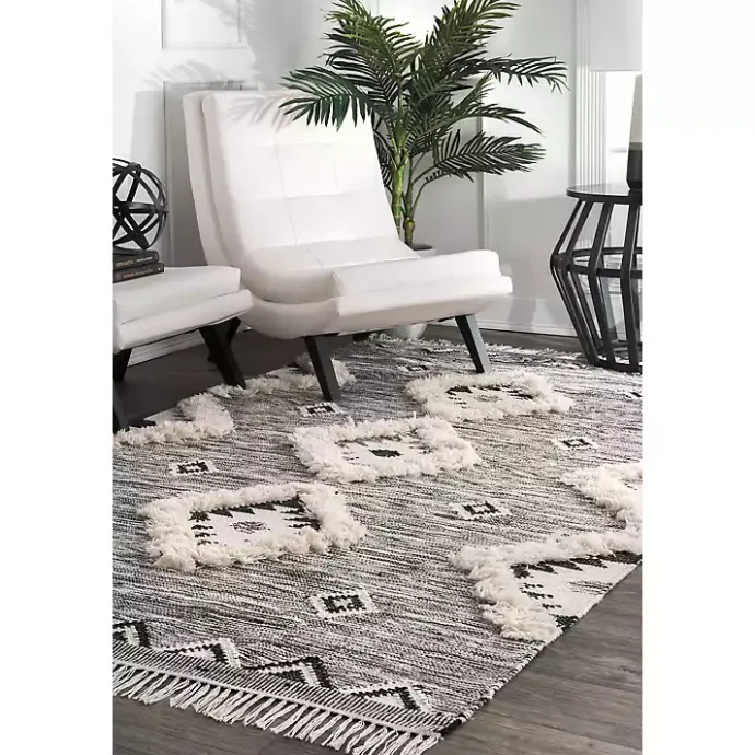 New Kirklands Home Sofia Moroccan Fringe Area Rug, 5x8 Gray