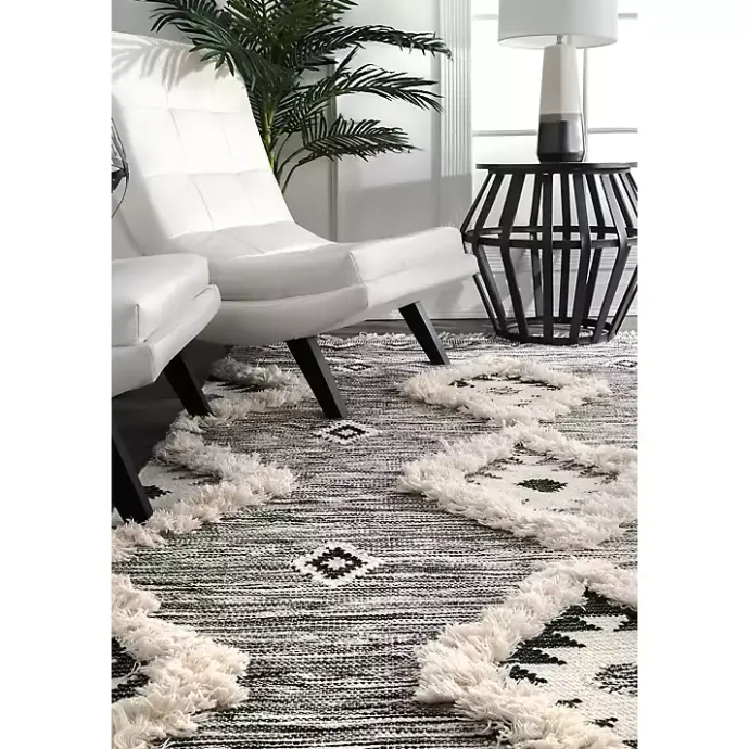 New Kirklands Home Sofia Moroccan Fringe Area Rug, 5x8 Gray
