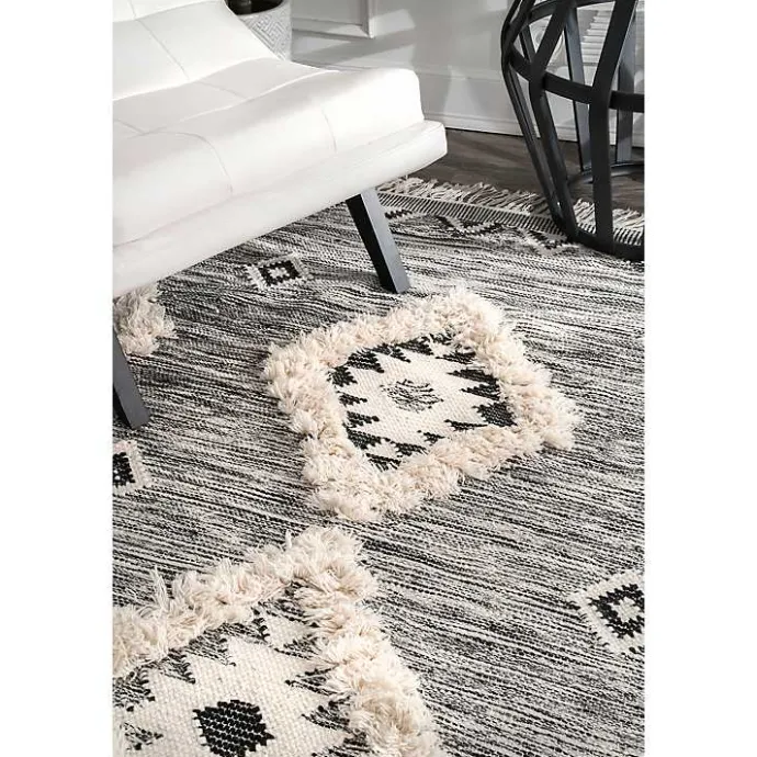 New Kirklands Home Sofia Moroccan Fringe Area Rug, 5x8 Gray