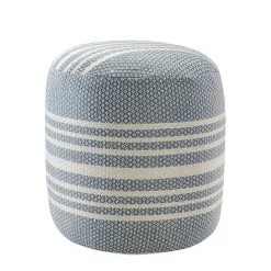 Hot Kirklands Home Soft Blue Simple Stripe Outdoor Pouf