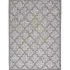 Discount Kirklands Home Soft Silver Trellis Outdoor Area Rug, 4x6