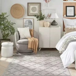 Discount Kirklands Home Soft Silver Trellis Outdoor Area Rug, 4x6