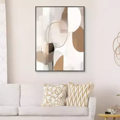 Sale Kirklands Home Soft Tan Shapes Framed Canvas Art Print