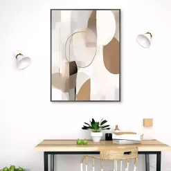 Sale Kirklands Home Soft Tan Shapes Framed Canvas Art Print