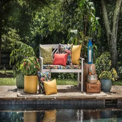 Discount Kirklands Home Solid Outdoor Lumbar Pillows, Set of 2 Yellow