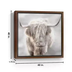 Kirklands Home Solo Highland Cow Framed Canvas Art Print, 40x40 Gray