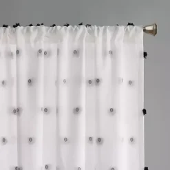 Online Kirklands Home Sophie Black Pom Pom Curtain Panel, 84 in.
