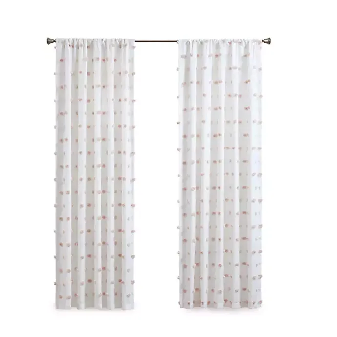 Outlet Kirklands Home Sophie Blush Pom Pom Curtain Panel, 84 in.