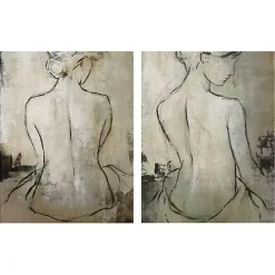 Kirklands Home Spa Day Canvas Art Prints, Set of 2 Tan