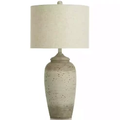 Online Kirklands Home Speckled Cream Two-Tone Ridge Table Lamp Tan