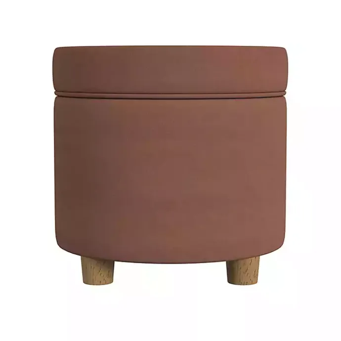 Clearance Kirklands Home Spice Round Velvet Storage Ottoman Brown