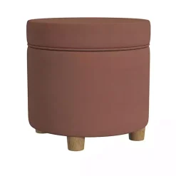 Clearance Kirklands Home Spice Round Velvet Storage Ottoman Brown