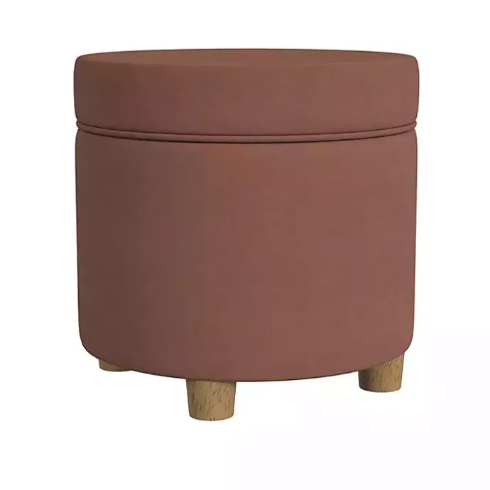 Clearance Kirklands Home Spice Round Velvet Storage Ottoman Brown