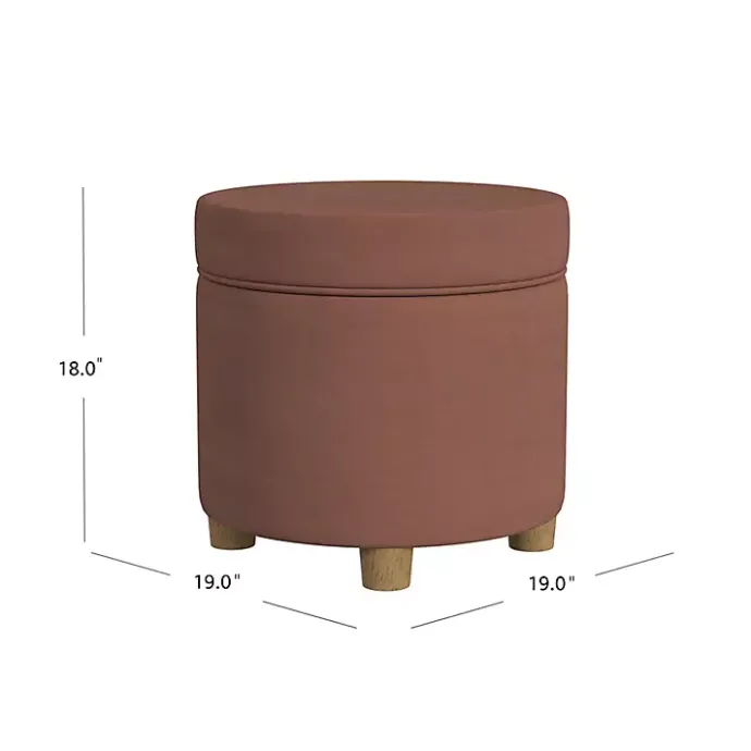 Clearance Kirklands Home Spice Round Velvet Storage Ottoman Brown