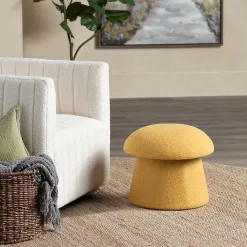 Discount Kirklands Home Spice Boucle Mushroom Storage Ottoman Yellow