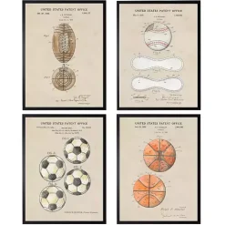 Sale Kirklands Home Sports Ball Patents Framed Art Prints Multi