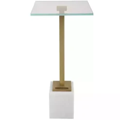 Online Kirklands Home Square Glass and Marble Accent Table White