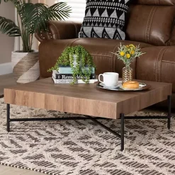 Hot Kirklands Home Square Light Wood X Base Coffee Table Brown