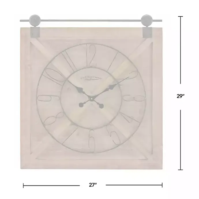 Discount Kirklands Home Square Wood Barn Door Wall Clock Brown