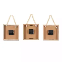 New Kirklands Home Square Wood Beaded Wall Clocks, Set of 3