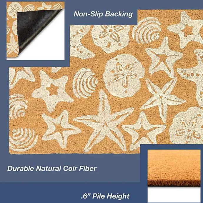 New Kirklands Home Starfish and Sand Dollars Coir Doormat