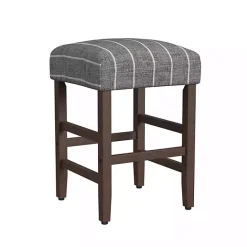 Online Kirklands Home Steel Blue and White Striped Backless Stool