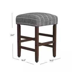 Online Kirklands Home Steel Blue and White Striped Backless Stool