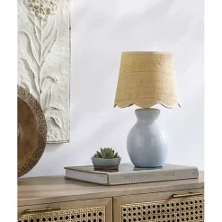 New Kirklands Home Stella Light Mini Table Lamp with Woven Shade Blue