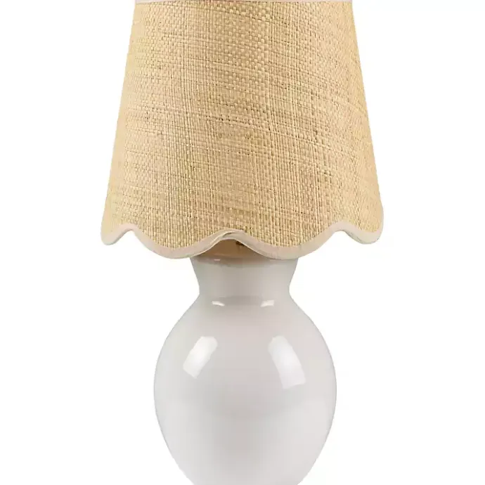 Kirklands Home Stella Mini Table Lamp with Woven Shade White