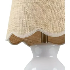 Kirklands Home Stella Mini Table Lamp with Woven Shade White