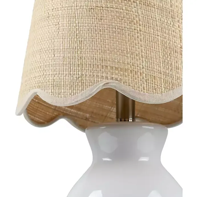 Kirklands Home Stella Mini Table Lamp with Woven Shade White