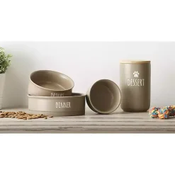 Best Kirklands Home Stone Dinner & Drinks 2-pc. Pet Bowl Set, 8 in. Tan