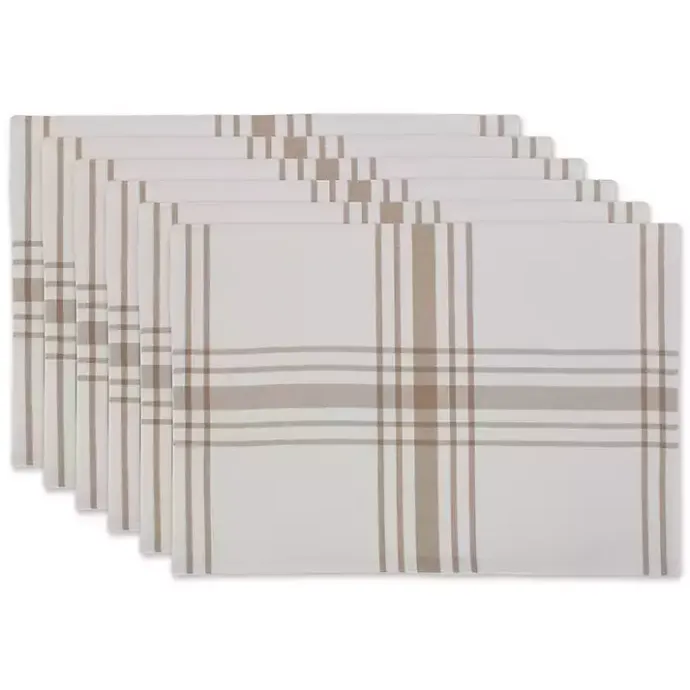 Clearance Kirklands Home Stone Farmhouse Plaid Placemats, Set of 6 Tan