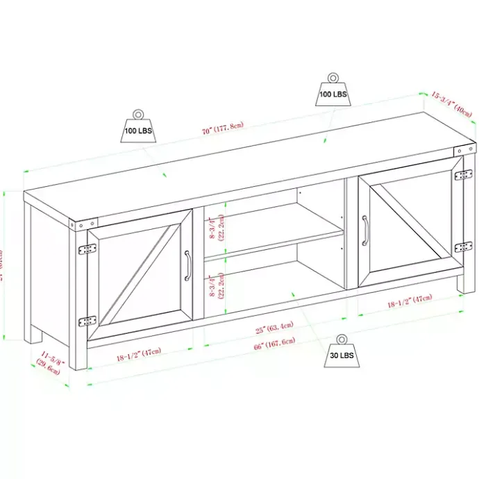 New Kirklands Home Stone Barn Door TV Stand Gray