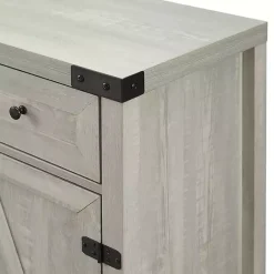 Kirklands Home Stone Rustic Barndoor Cabinet Gray