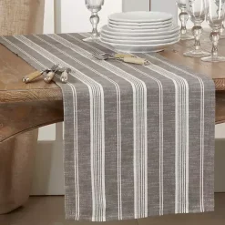 Online Kirklands Home Stone Gray Thin Striped Table Runner