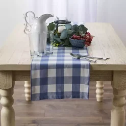 Discount Kirklands Home Stonewash Blue Buffalo Check Table Runner, 72 in.