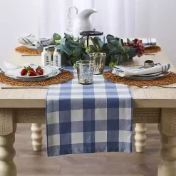 Discount Kirklands Home Stonewash Blue Buffalo Check Table Runner, 72 in.