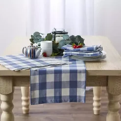 Discount Kirklands Home Stonewash Blue Buffalo Check Table Runner, 72 in.