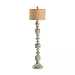 Best Kirklands Home Stonewashed Gray Carved Base Floor Lamp Tan