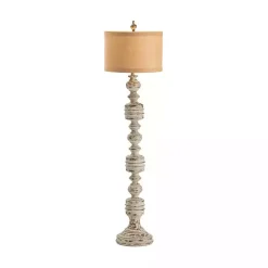 Best Kirklands Home Stonewashed Gray Carved Base Floor Lamp Tan